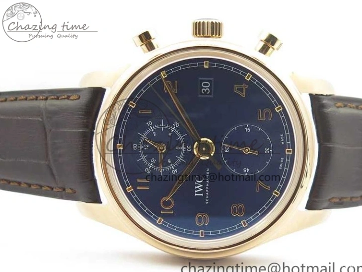 MIROTIME 0108 Portugieser Chrono  42 IW390406 RG ZF 1:1 Best Edition Blue Dial on Brown Leather Strap A Durable 7129